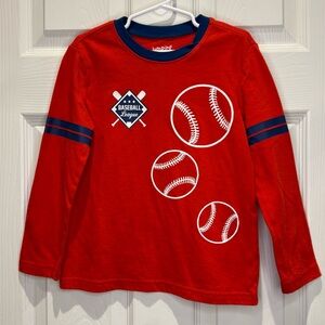 Jumping Beans Boys 5 Red Baseball Graphic Long Sleeve Shirt